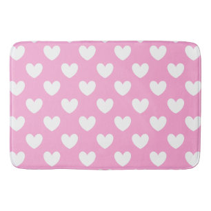 Witte polka harten op katoenhoudend Snoep Roze Badmat