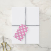 Witte polka harten op katoenhoudend Snoep Roze Cadeaulabel (Met Touw)