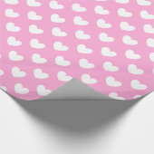 Witte polka harten op katoenhoudend Snoep Roze Cadeaupapier (Hoek)