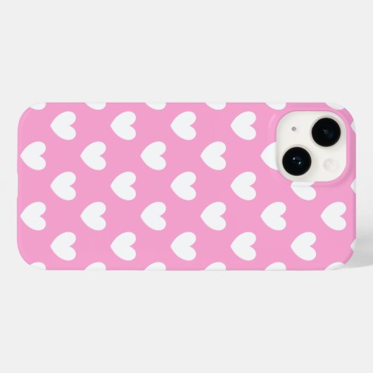 Witte polka harten op katoenhoudend Snoep Roze Case-Mate iPhone Case (Achterkant (horizontaal))