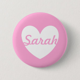 Witte polka harten op katoenhoudend Snoep Roze Ronde Button 5,7 Cm