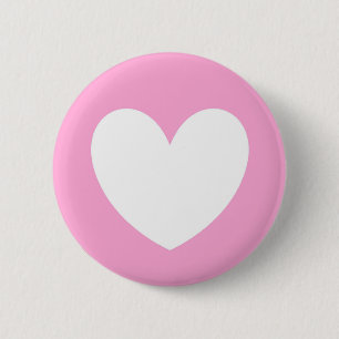 Witte polka harten op katoenhoudend Snoep Roze Ronde Button 5,7 Cm