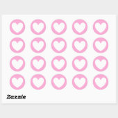 Witte polka harten op katoenhoudend Snoep Roze Ronde Sticker (Vel)