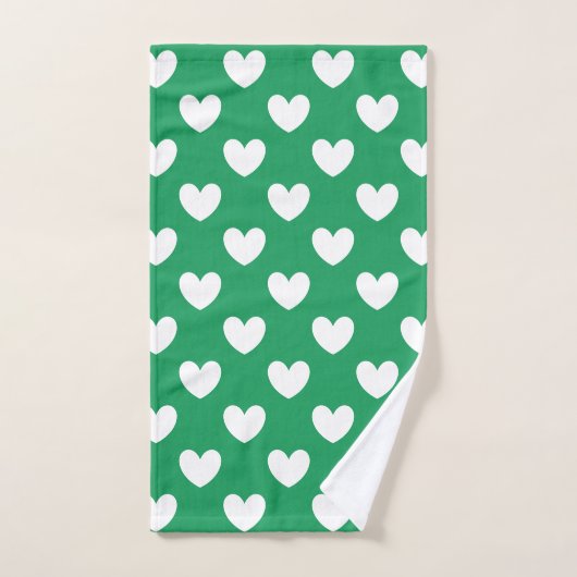 Witte polka harten op Kelly green Bad Handdoek (Handdoek)