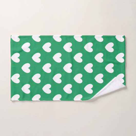 Witte polka harten op Kelly green Bad Handdoek (Handdoek)