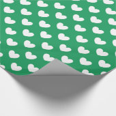 Witte polka harten op Kelly green Cadeaupapier (Hoek)