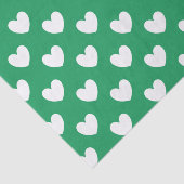 Witte polka harten op Kelly green Tissuepapier (Detail)