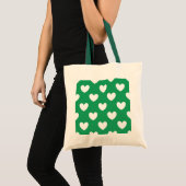 Witte polka harten op Kelly green Tote Bag (Voorkant (product))