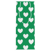 Witte polka harten op Kelly green Wijn Cadeautas (Achterkant)