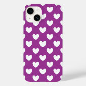 Witte polka harten op paars Case-Mate iPhone case (Achterkant)