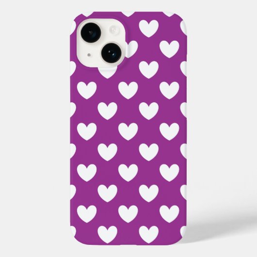 Witte polka harten op paars Case-Mate iPhone case (Achterkant)