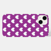 Witte polka harten op paars Case-Mate iPhone case (Achterkant (horizontaal))