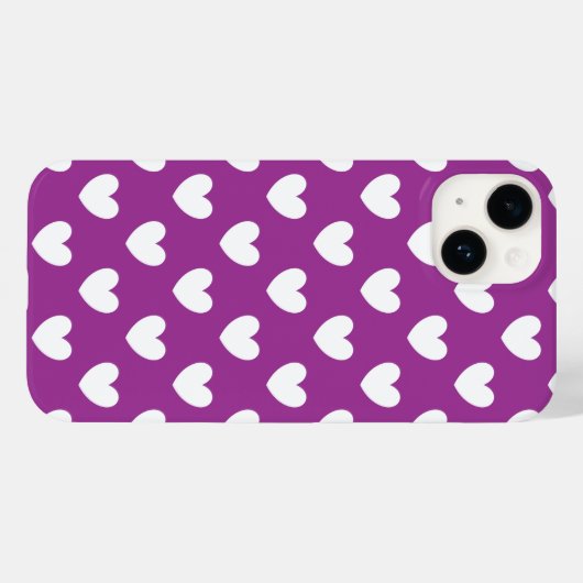 Witte polka harten op paars Case-Mate iPhone case (Achterkant (horizontaal))
