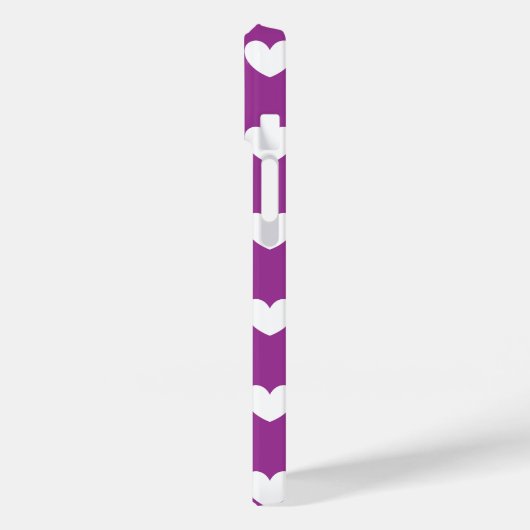 Witte polka harten op paars Case-Mate iPhone case (Achterkant / Links)