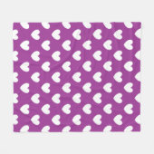 Witte polka harten op paars fleece deken (Voorkant (Horizontaal))