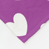 Witte polka harten op paars fleece deken (Hoek)