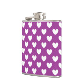 Witte polka harten op paars heupfles (Links)