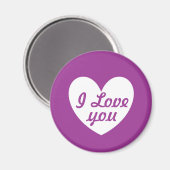 Witte polka harten op paars magneet (Voorkant / Achterkant)