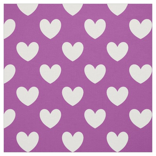 Witte polka harten op paars stof (Swatch)