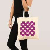 Witte polka harten op paars tote bag (Voorkant (product))
