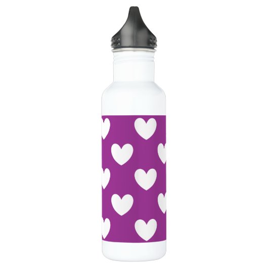 Witte polka harten op paars waterfles  (Links)