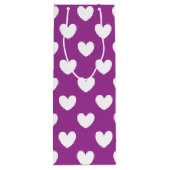 Witte polka harten op paars wijn cadeautas (Achterkant)