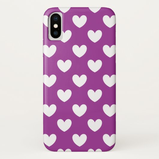 Witte polka harten op Paarse Cactus Vloeiend paars Case-Mate iPhone Case (Achterkant)