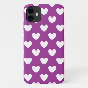 Witte polka harten op Paarse Cactus Vloeiend paars Case-Mate iPhone Case