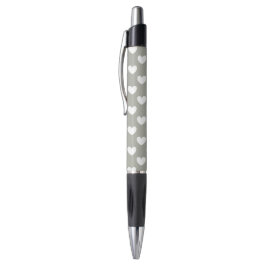 Witte polka harten op Pussywillow Gray Pen