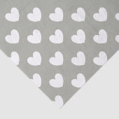 Witte polka harten op Pussywillow Gray Tissuepapier (Detail)