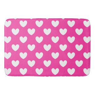 Witte polka harten van fuchsia roze badmat