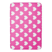 Witte polka harten van fuchsia roze badmat (Voorkant Verticaal)