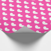 Witte polka harten van fuchsia roze cadeaupapier (Hoek)