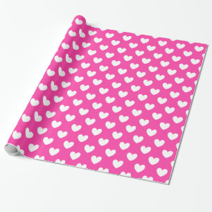 Witte polka harten van fuchsia roze cadeaupapier