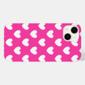 Witte polka harten van fuchsia roze Case-Mate iPhone case (Achterkant (horizontaal))