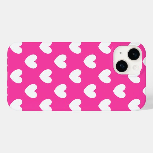 Witte polka harten van fuchsia roze Case-Mate iPhone case (Achterkant (horizontaal))