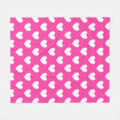 Witte polka harten van fuchsia roze fleece deken (Voorkant (Horizontaal))