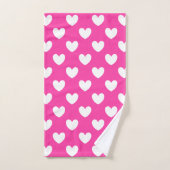 Witte polka harten van fuchsia roze handdoek (Handdoek)