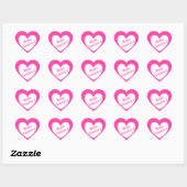 Witte polka harten van fuchsia roze hart sticker (Vel)