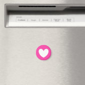 Witte polka harten van fuchsia roze magneet (Insitu (Vaatwasser))