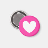 Witte polka harten van fuchsia roze magneet (Voorkant / Achterkant)