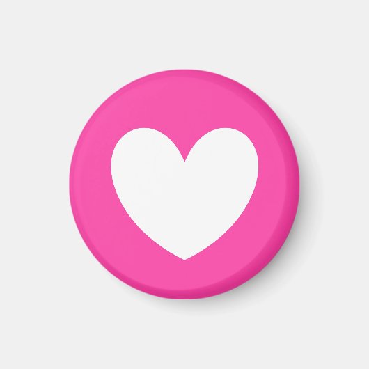 Witte polka harten van fuchsia roze magneet (Voorkant)