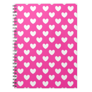 Witte polka harten van fuchsia roze notitieboek