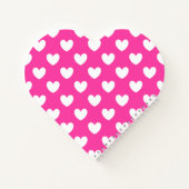 Witte polka harten van fuchsia roze notitieboek (Achterkant)