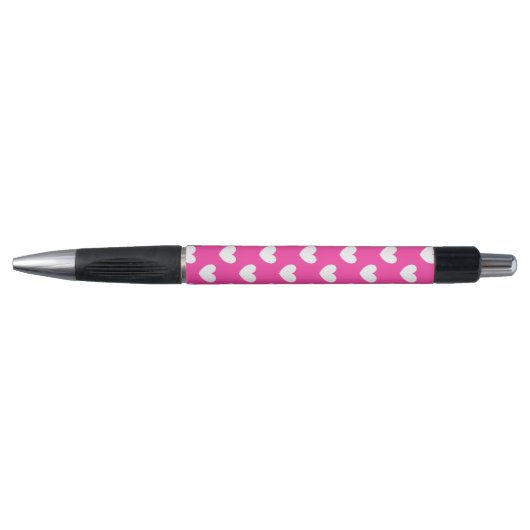 Witte polka harten van fuchsia roze pen (Voorkant)