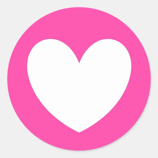 Witte polka harten van fuchsia roze ronde sticker (Voorkant)