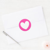 Witte polka harten van fuchsia roze ronde sticker (Envelop)