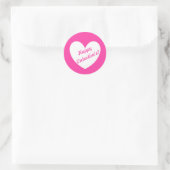 Witte polka harten van fuchsia roze ronde sticker (Tas)