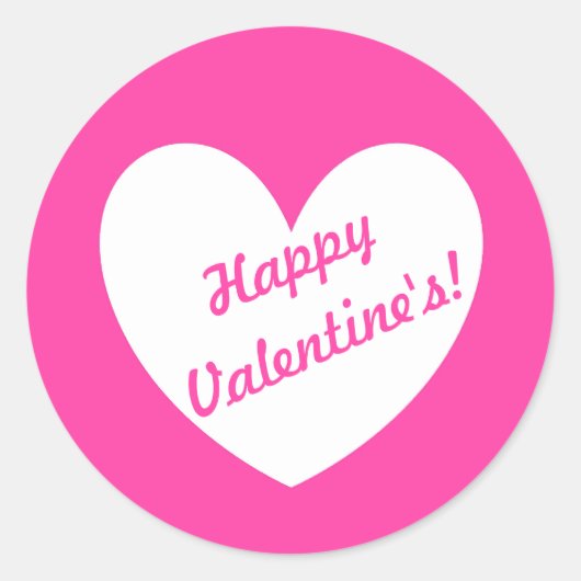 Witte polka harten van fuchsia roze ronde sticker (Voorkant)