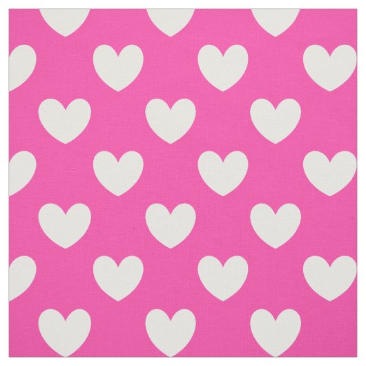 Witte polka harten van fuchsia roze stof (Swatch)